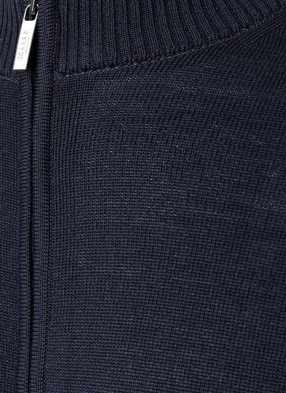 Strickjacke Zip 1/1 Arm Navy Frontansicht