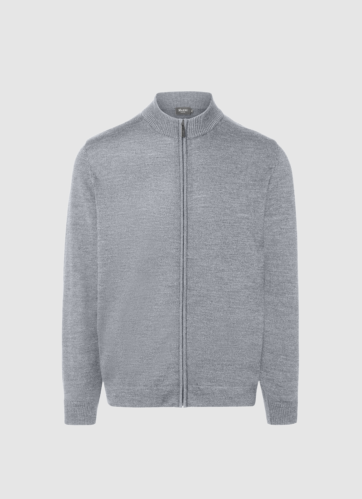 Strickjacke Zip 1/1 Arm, Mercury Grey Frontansicht