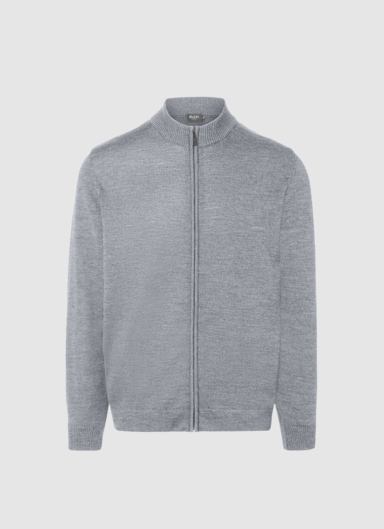 Strickjacke Zip 1/1 Arm Mercury Grey Frontansicht