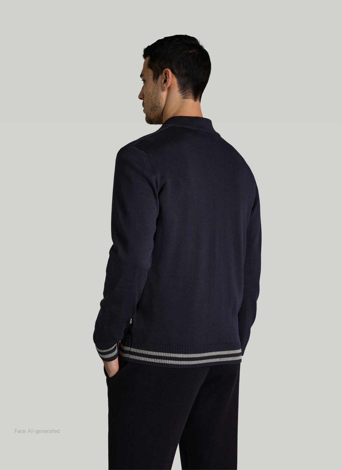 Strick Cardigan 1/1 Arm, Navy Rückansicht