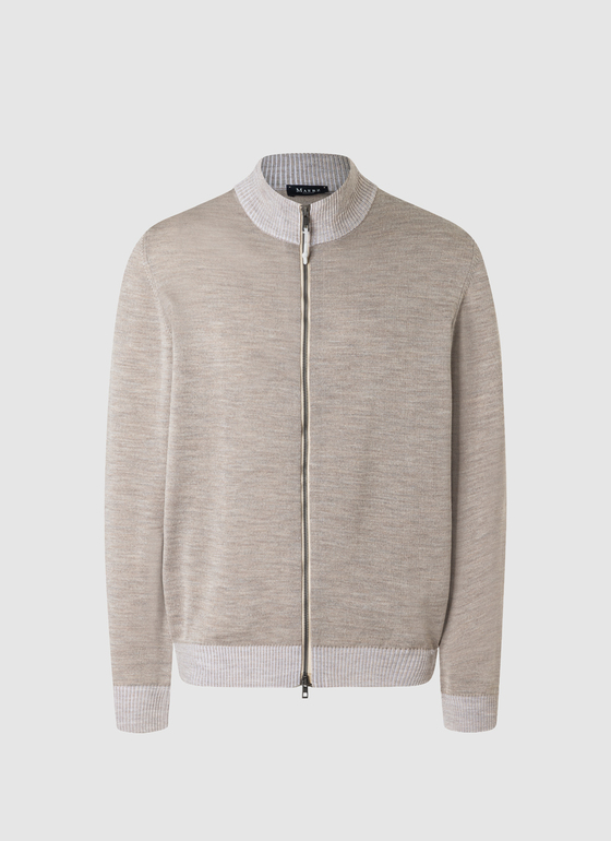 Strick Cardigan 1/1 Arm Iced Latte Frontansicht