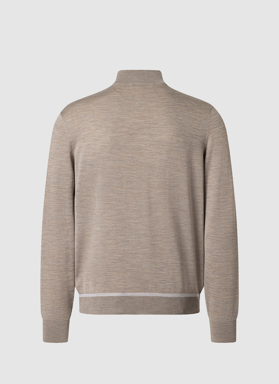 Strickjacke Zip 1/1 Arm Iced Latte Frontansicht