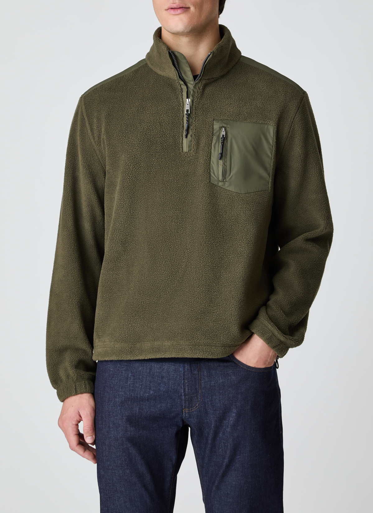 Sweat Stehkragen Zip, Foggy Teal Detailansicht 1