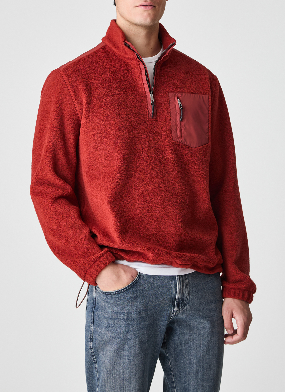 Sweat Stehkragen Zip, Light Buckeye Frontansicht