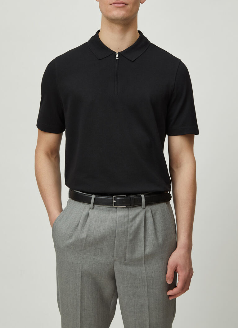 Shirt Polohemd, Knopf 1/2 Arm, Black Frontansicht