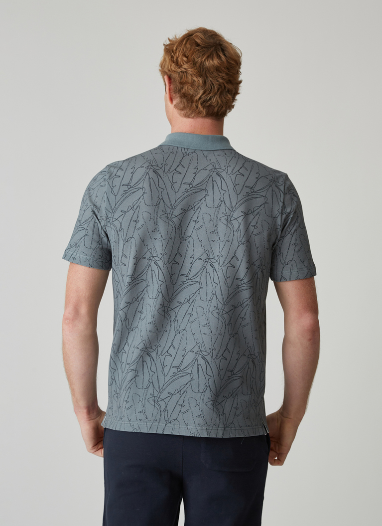 Poloshirt, Knopf 1/2 Arm, Mud Green Rückansicht