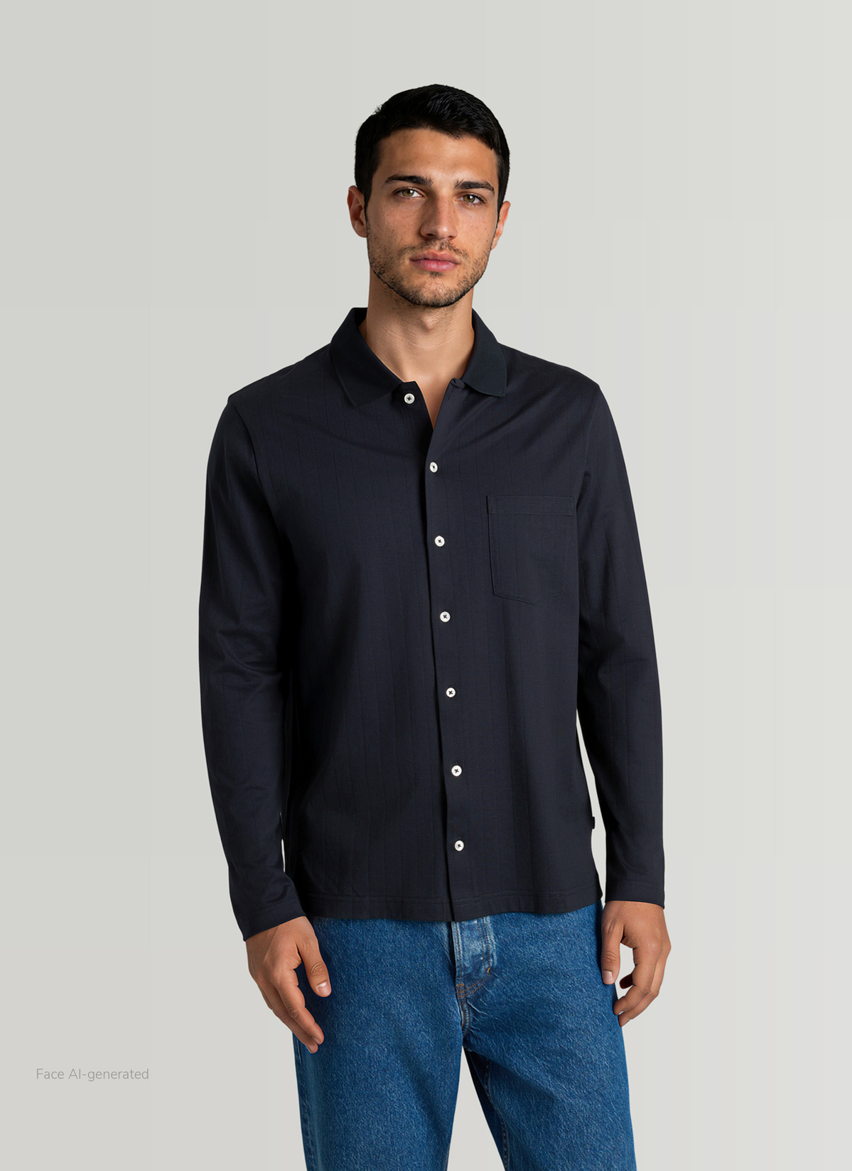 Hemd 1/1 Arm, Navy Frontansicht