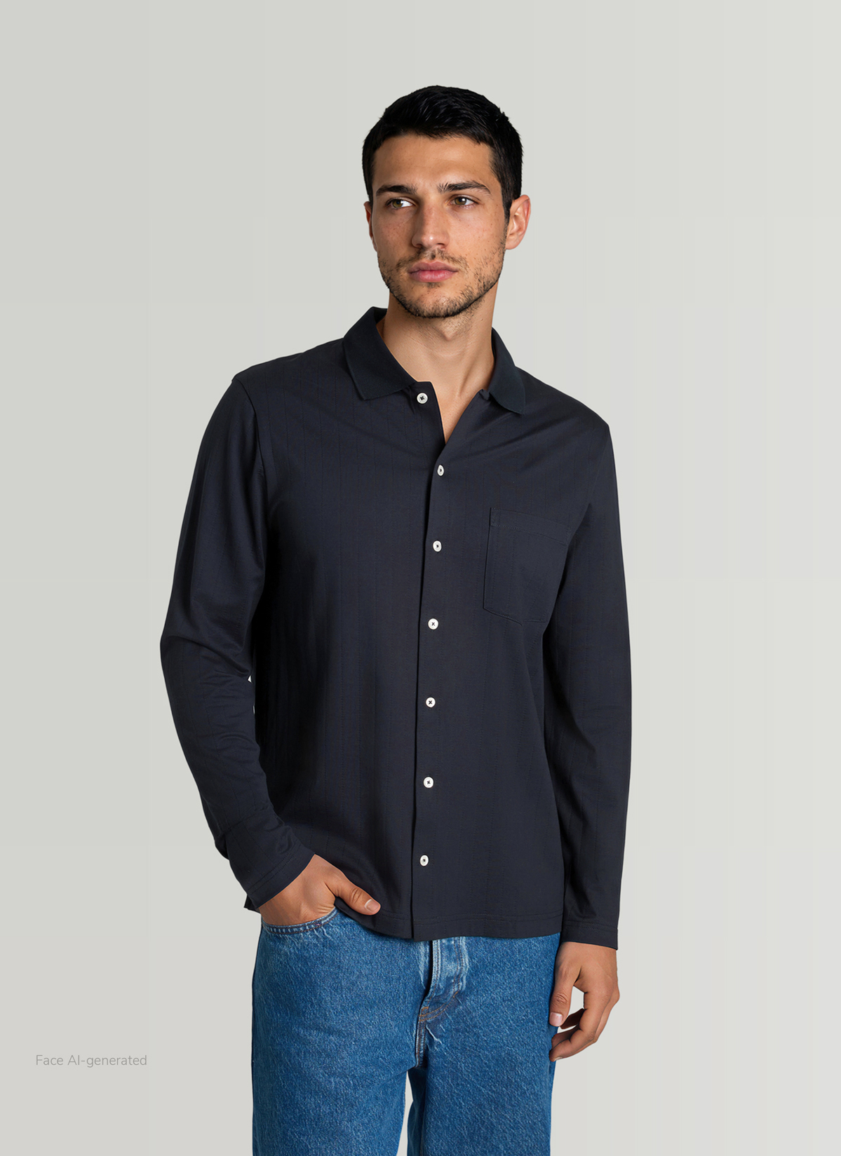 Hemd 1/1 Arm, Navy Detailansicht 2