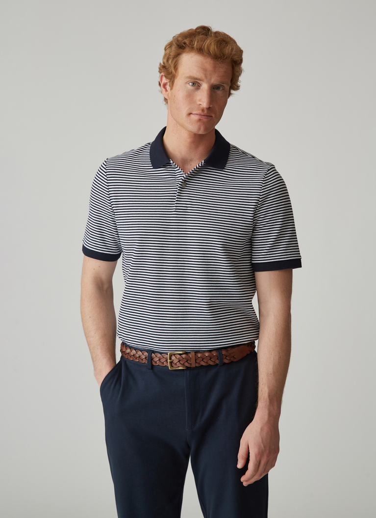 Poloshirt, Knopf 1/2 Arm, Navy Frontansicht