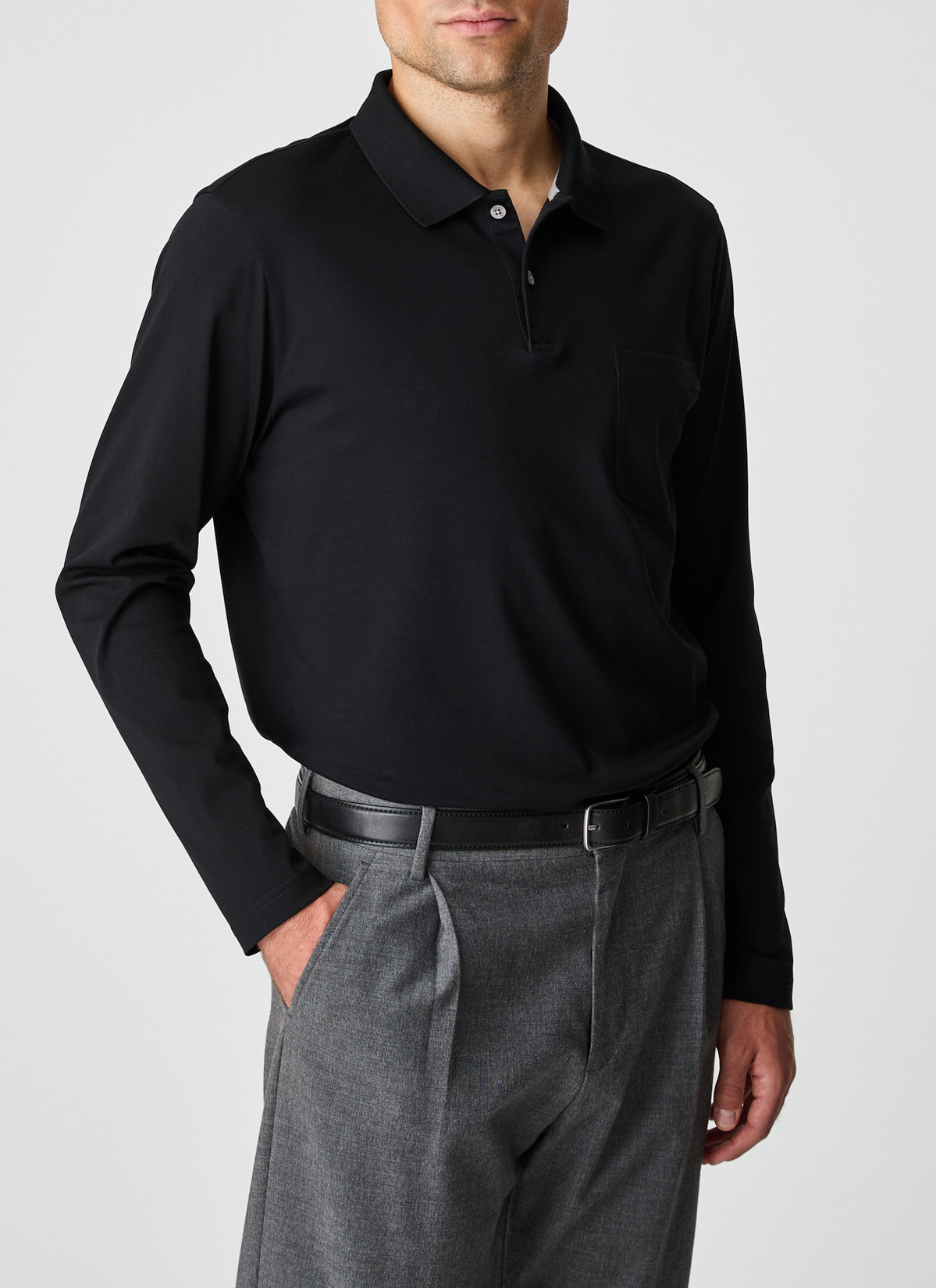 Poloshirt 1/1 Arm, Black Frontansicht