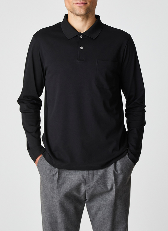 Poloshirt 1/1 Arm Black Frontansicht