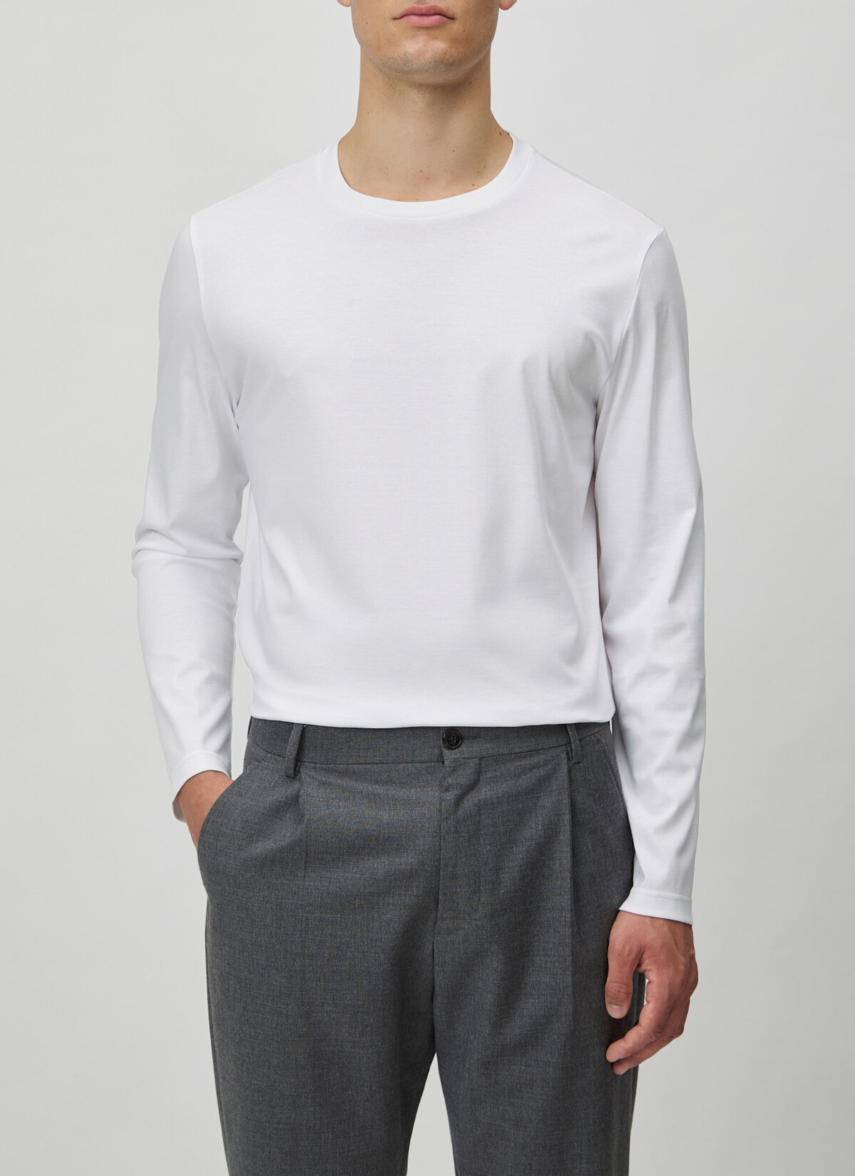 Longsleeve 1/1 Arm, Pure White Frontansicht