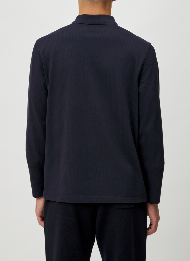 Shirt Polohemd Zip, Navy Rückansicht