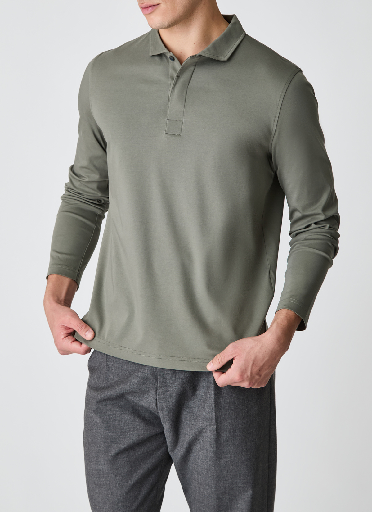 Poloshirt, Foggy Teal Frontansicht