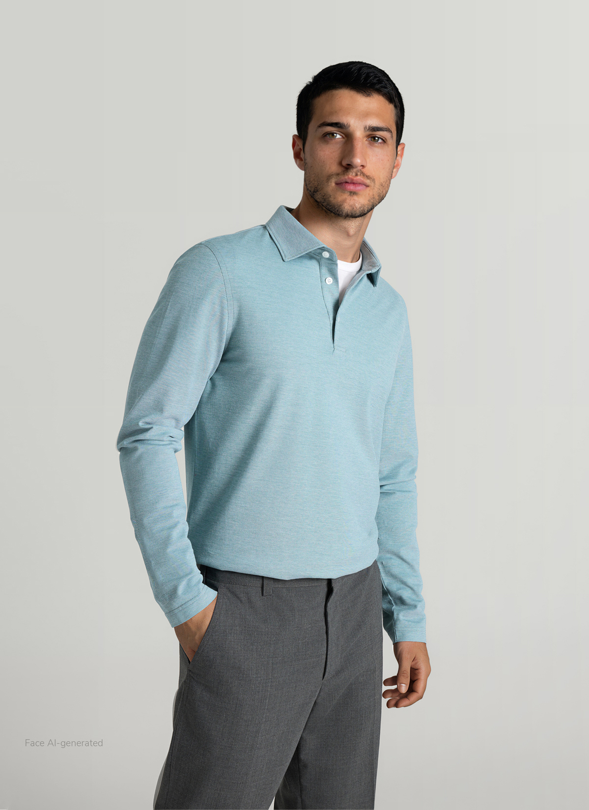 Shirt Polohemd, Foggy Wood Frontansicht