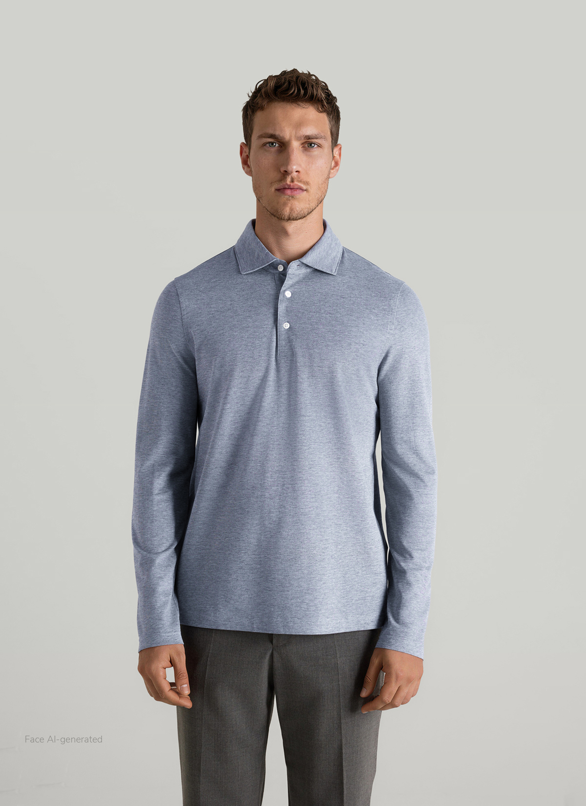Shirt Polohemd, Dawn Blue Frontansicht