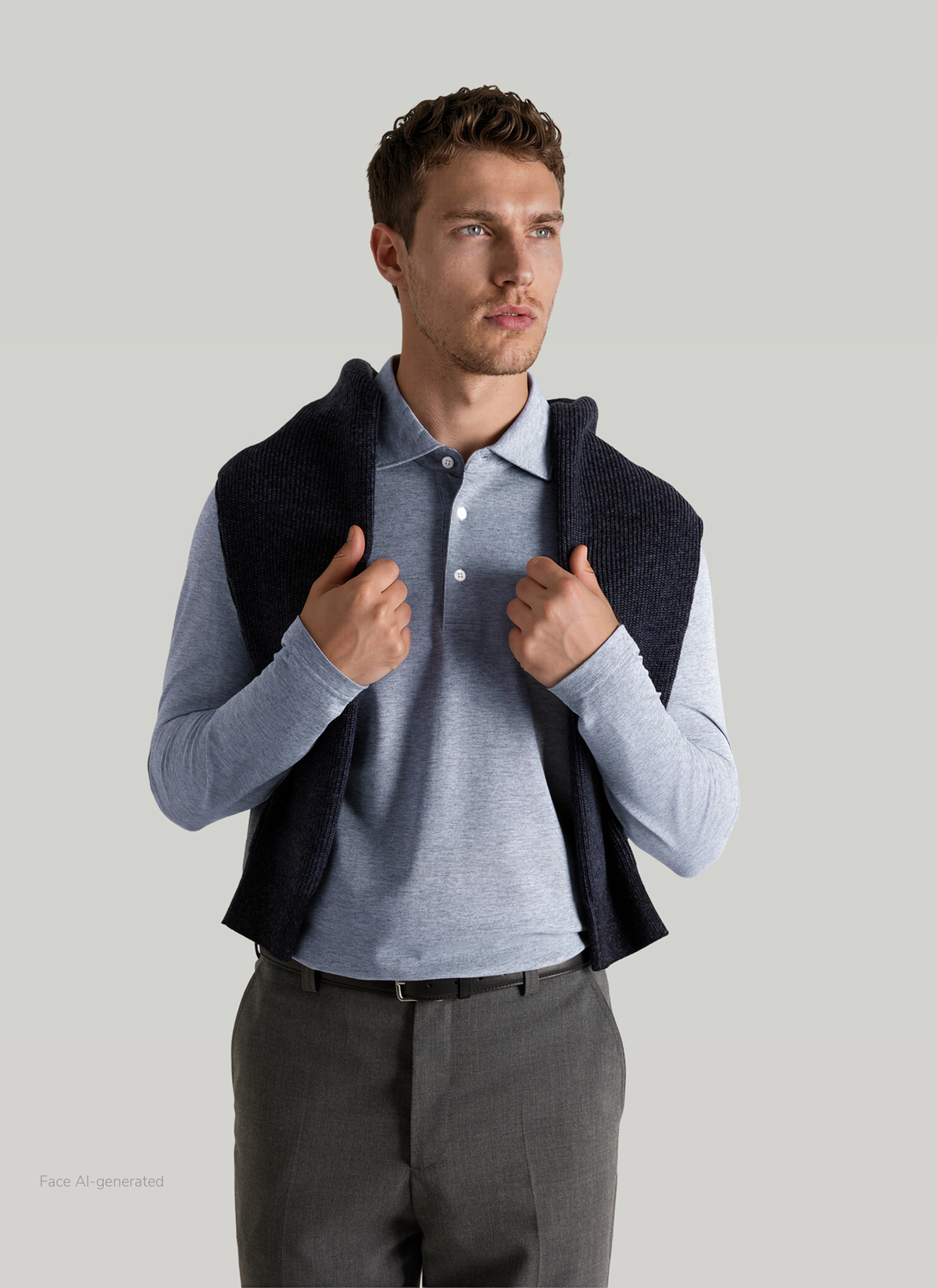 Shirt Polohemd, Dawn Blue Detailansicht 2