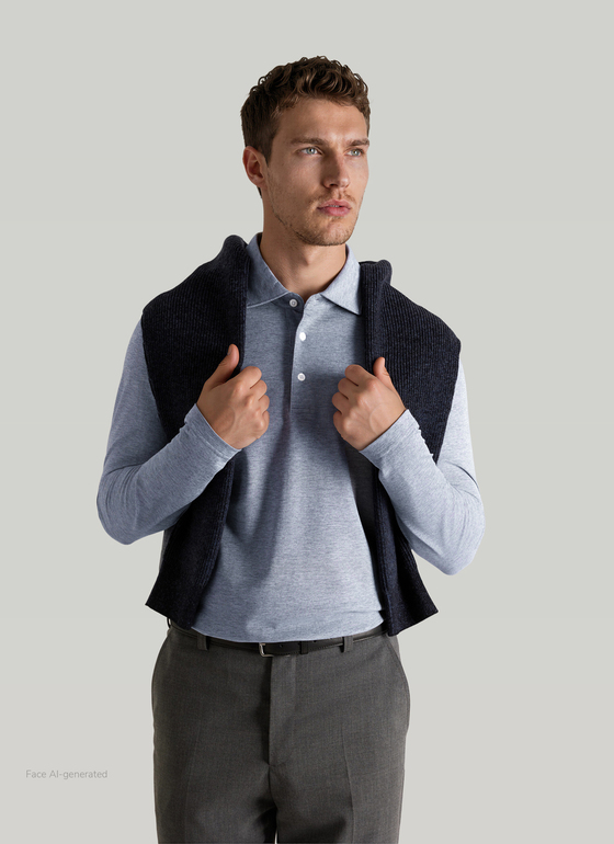 Shirt Polohemd Dawn Blue Frontansicht