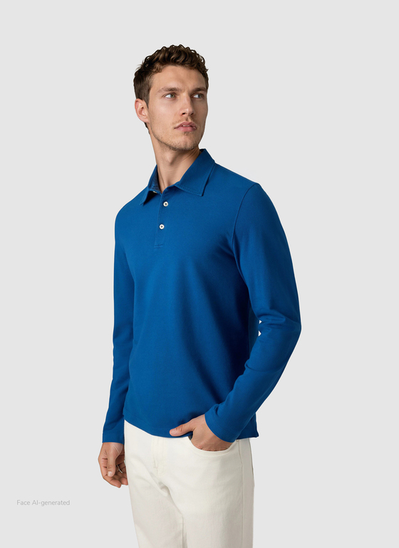 Poloshirt 1/1 Arm Medium Blue Frontansicht