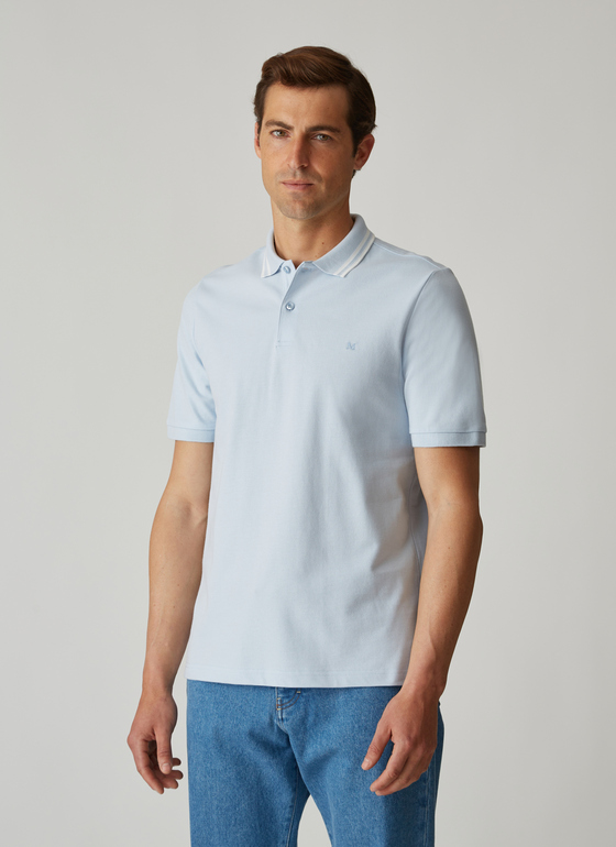 Poloshirt, Knopf 1/2 Arm Cold Blue Frontansicht