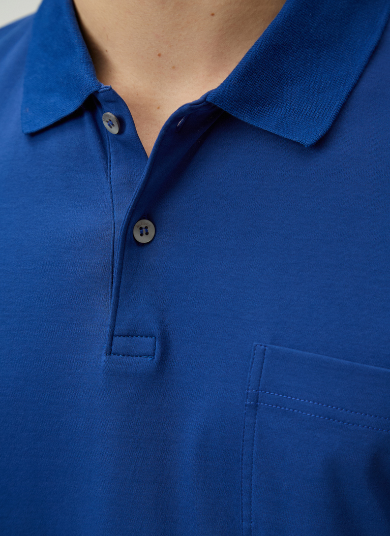 Poloshirt, Knopf 1/2 Arm, Nautic Blue Detailansicht 1