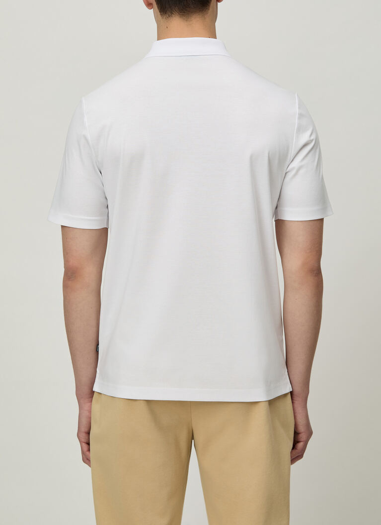 Poloshirt, Knopf 1/2 Arm, Pure White Rückansicht