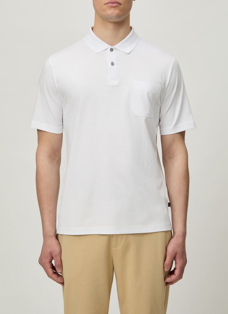 Poloshirt, Knopf 1/2 Arm, Pure White Detailansicht 1
