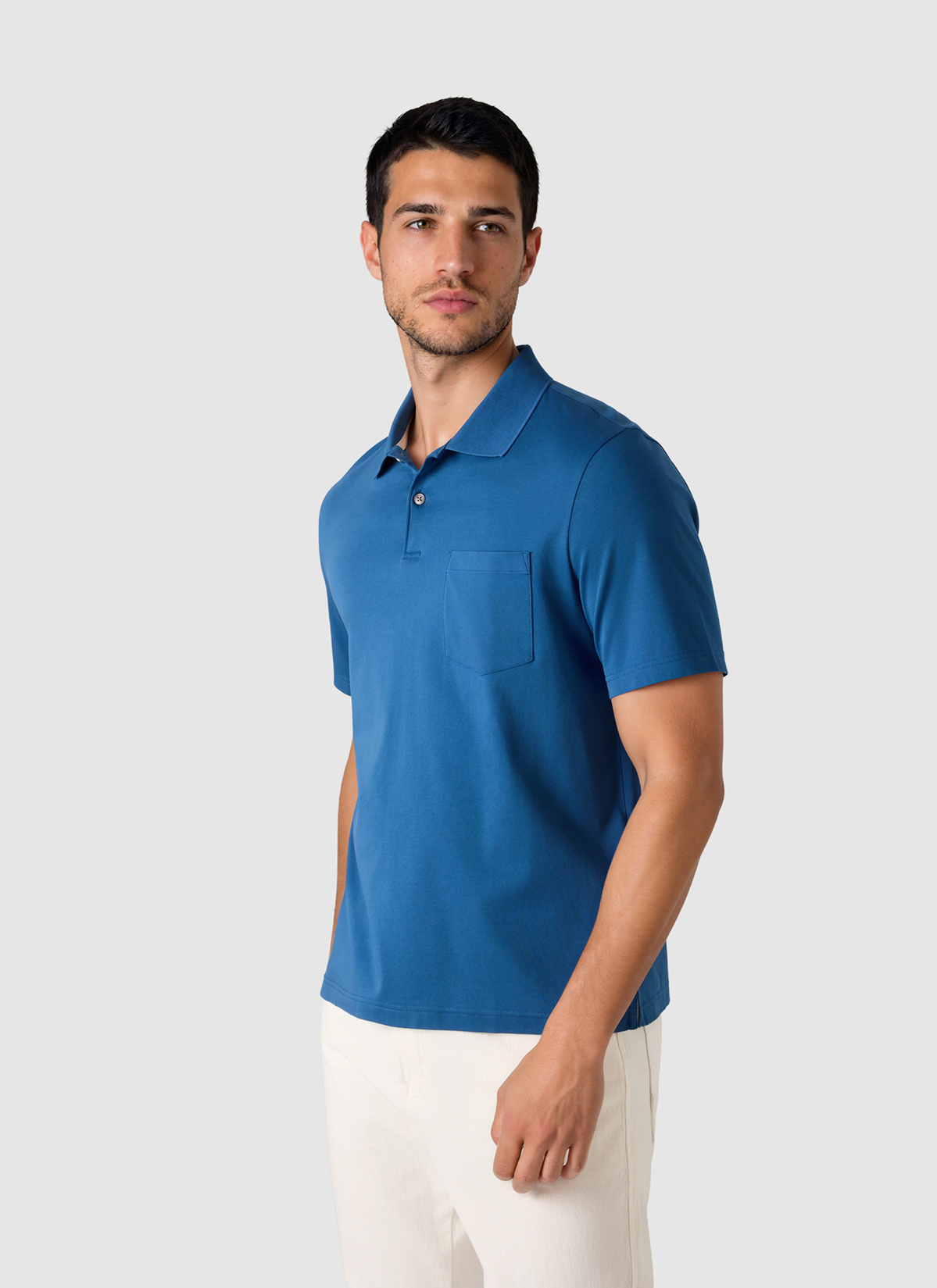 Poloshirt, Medium Blue Frontansicht