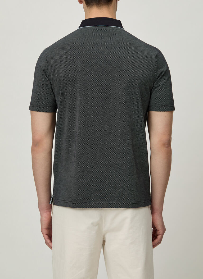 Shirt Polohemd, Knopf 1/2 Arm, Navy Rückansicht