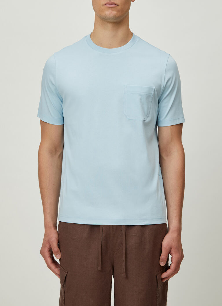 T-Shirt Rundhals 1/2 Arm, Cold Blue Frontansicht