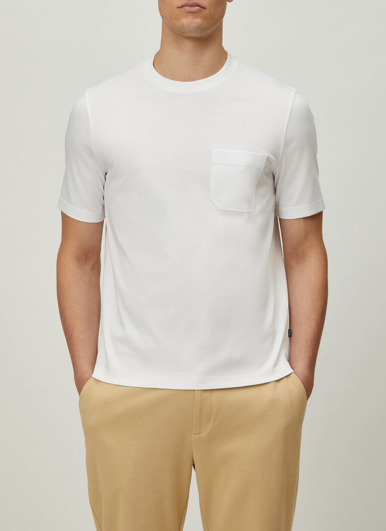 T-Shirt Rundhals 1/2 Arm, Pure White Detailansicht 2