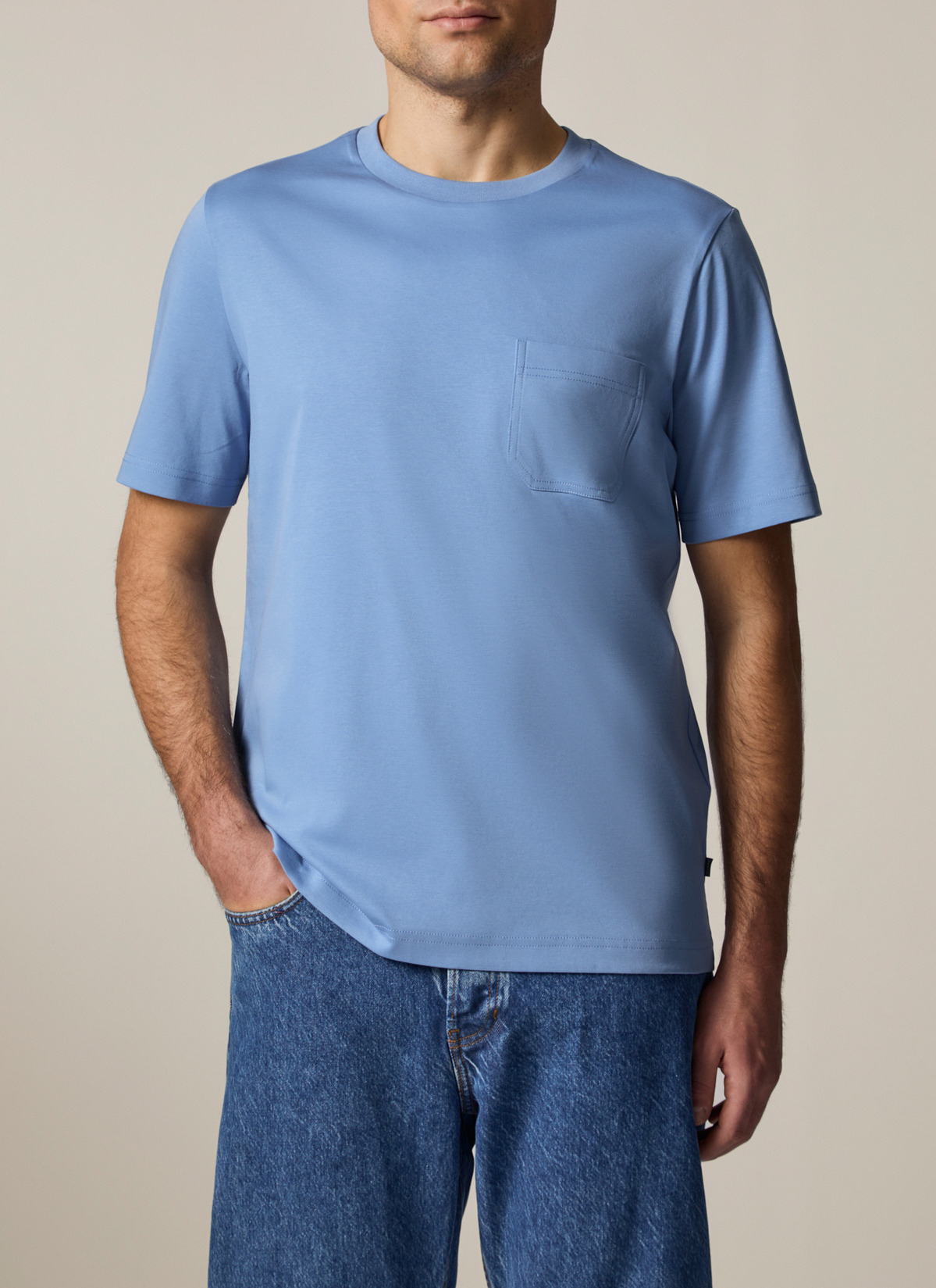 T-Shirt Rundhals 1/2 Arm, Shades of Blue Frontansicht