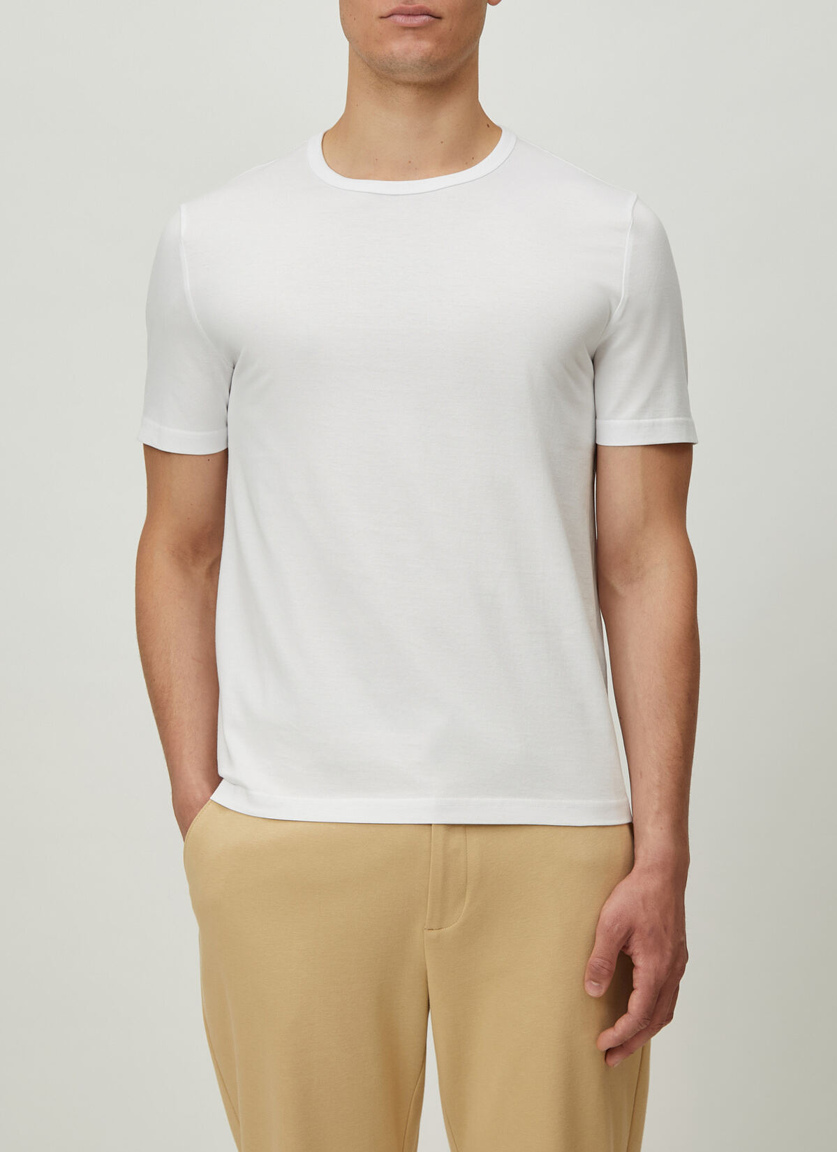 T-Shirt Rundhals 1/2 Arm, Pure White Frontansicht