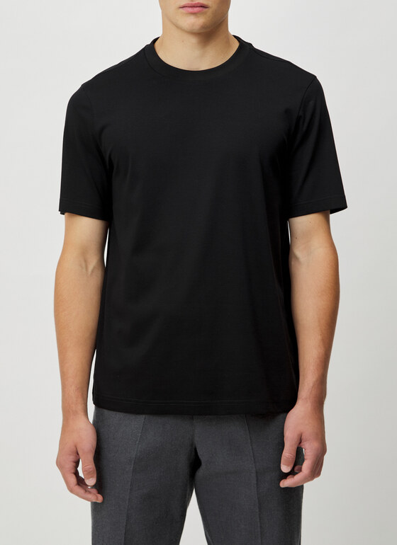 T-Shirt Rundhals 1/2 Arm Black Frontansicht