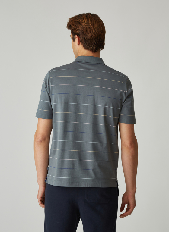 Poloshirt, Knopf 1/2 Arm Mud Green Frontansicht