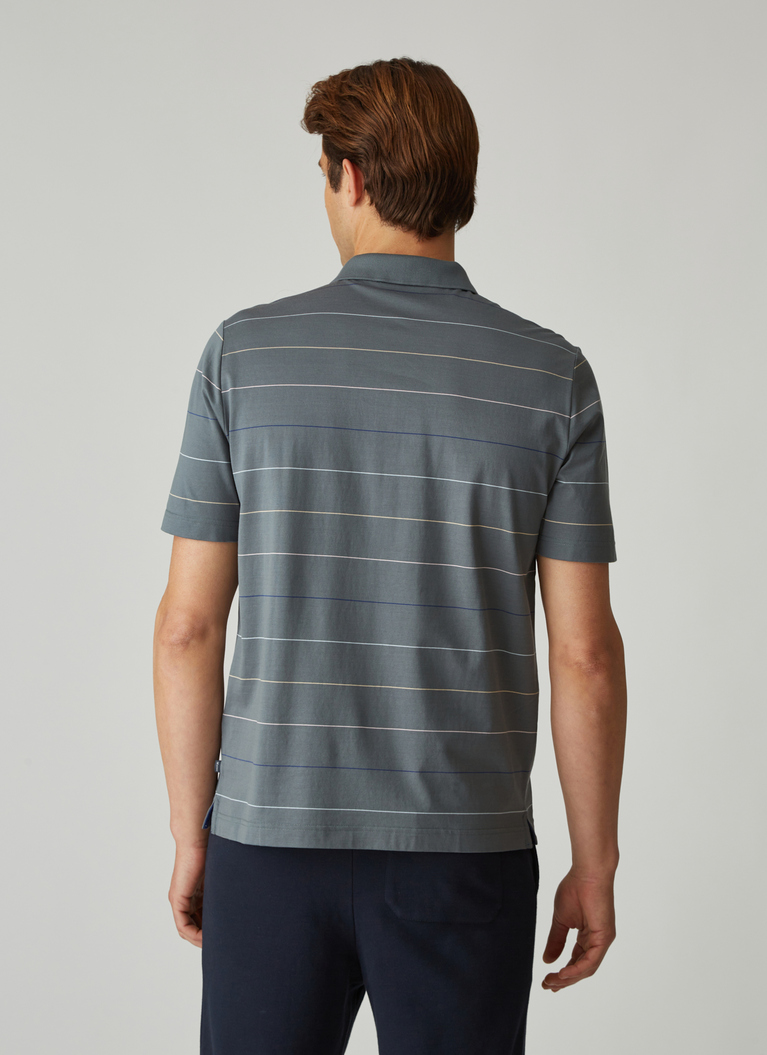 Poloshirt, Knopf 1/2 Arm, Mud Green Rückansicht