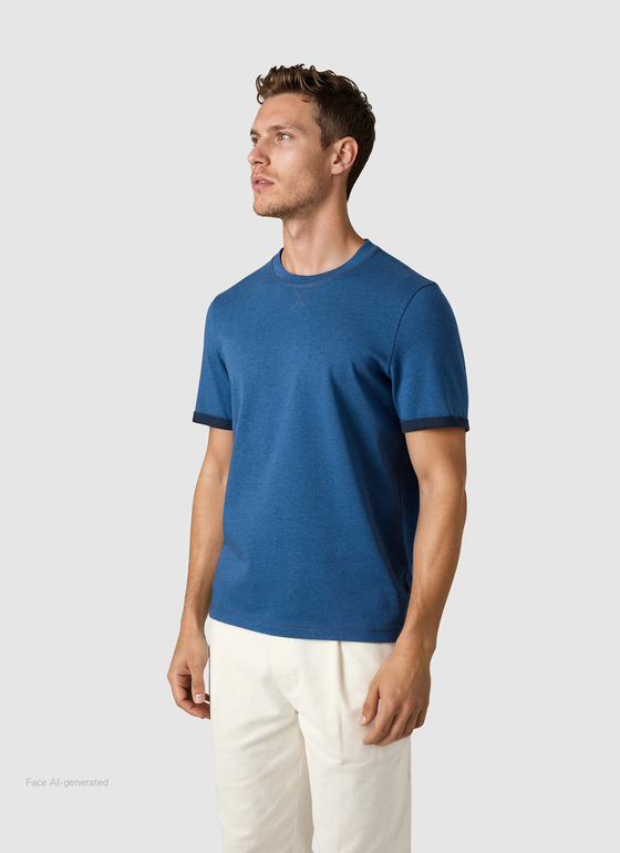 T-Shirt Rundhals 1/2 Arm Medium Blue Frontansicht