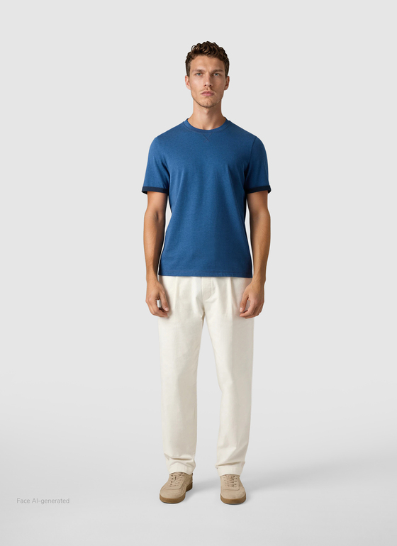 T-Shirt Rundhals 1/2 Arm Medium Blue Frontansicht