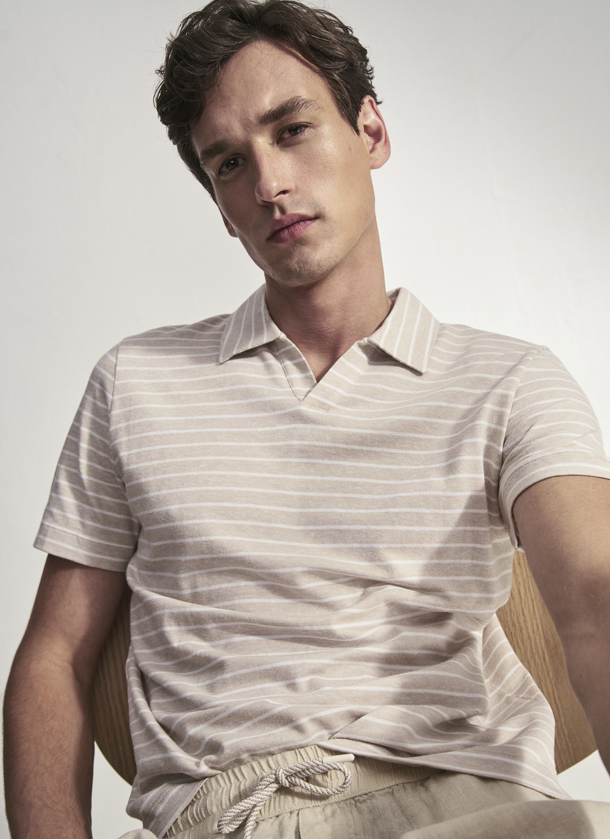 Poloshirt, Light Almond Frontansicht