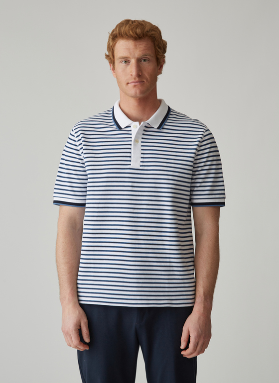 Poloshirt, Knopf 1/2 Arm Pure White Frontansicht
