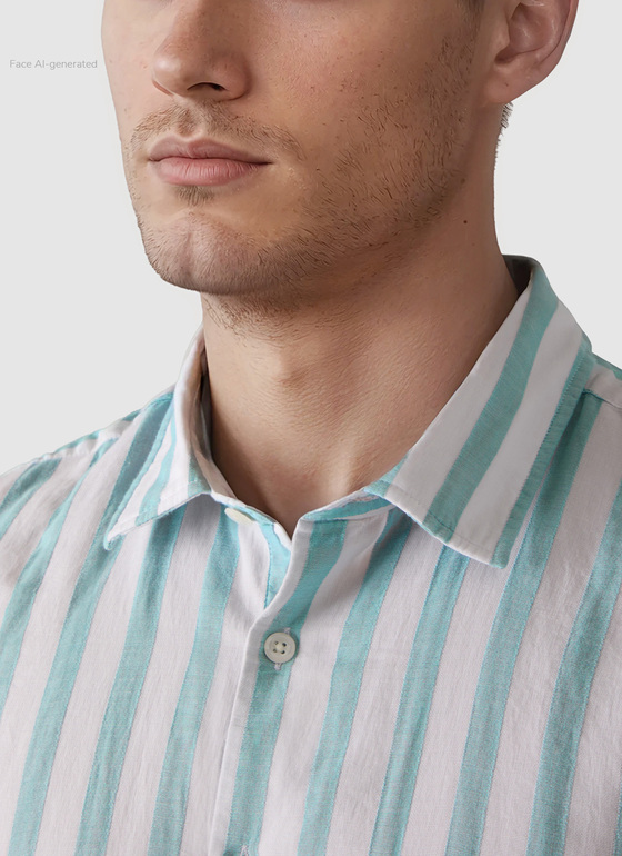 Hemd 1/1 Arm Pastel Turquoise Frontansicht