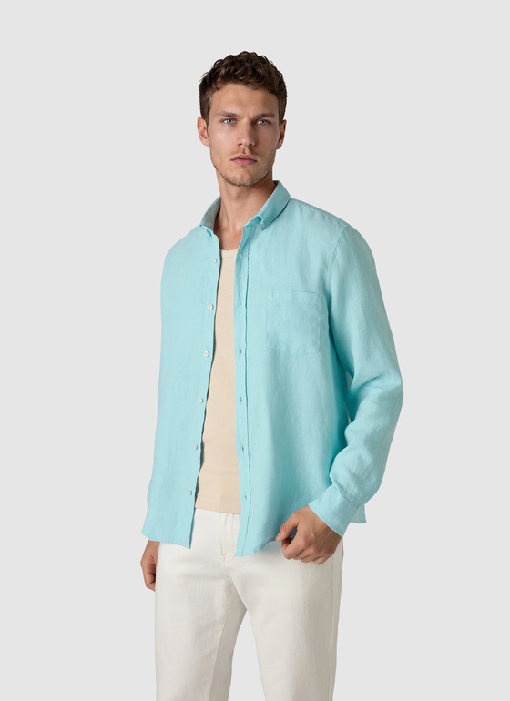 Hemd 1/1 Arm Bright Aqua Frontansicht