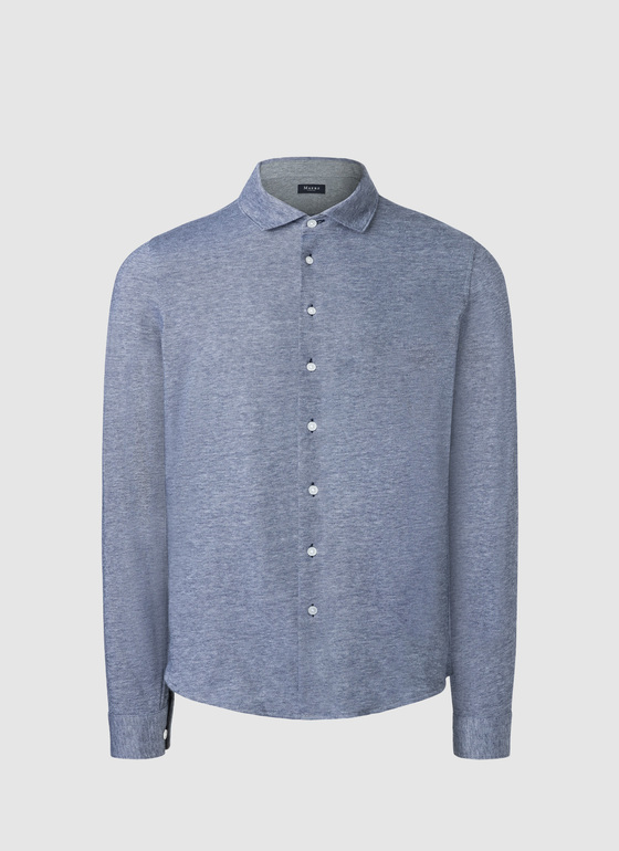 Hemd 1/1 Arm Navy Frontansicht