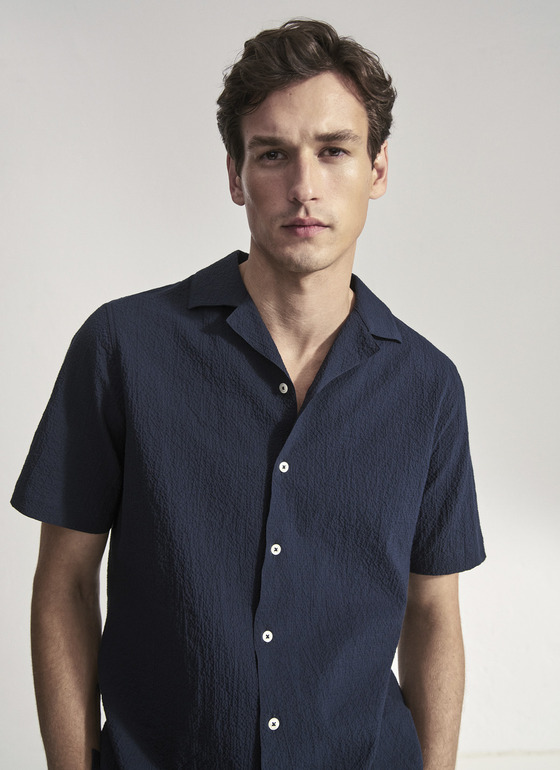 Hemd 1/2 Arm Navy Frontansicht
