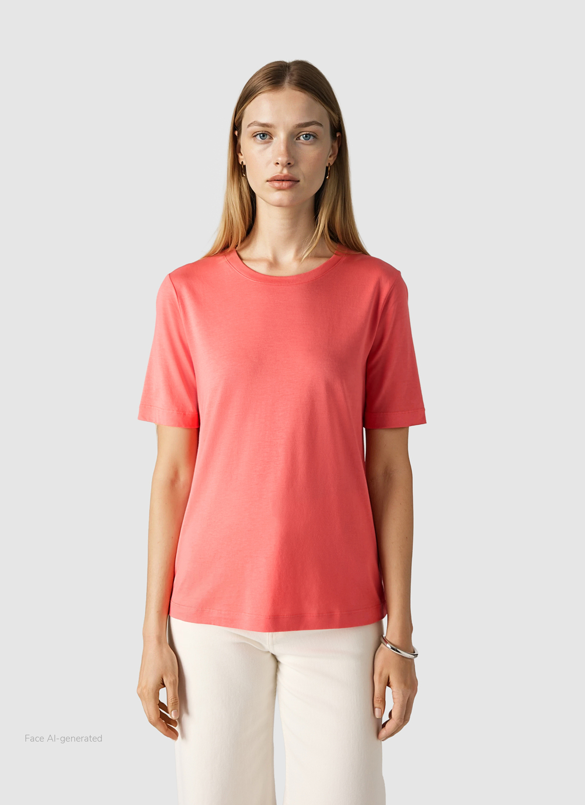 Rundhals T-Shirt, Flamingo Frontansicht