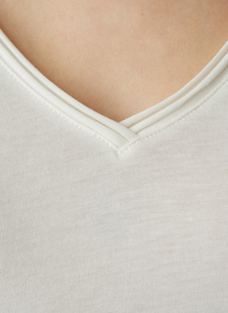 T-Shirt V-Neck 1/2 Arm, New White Detailansicht 2