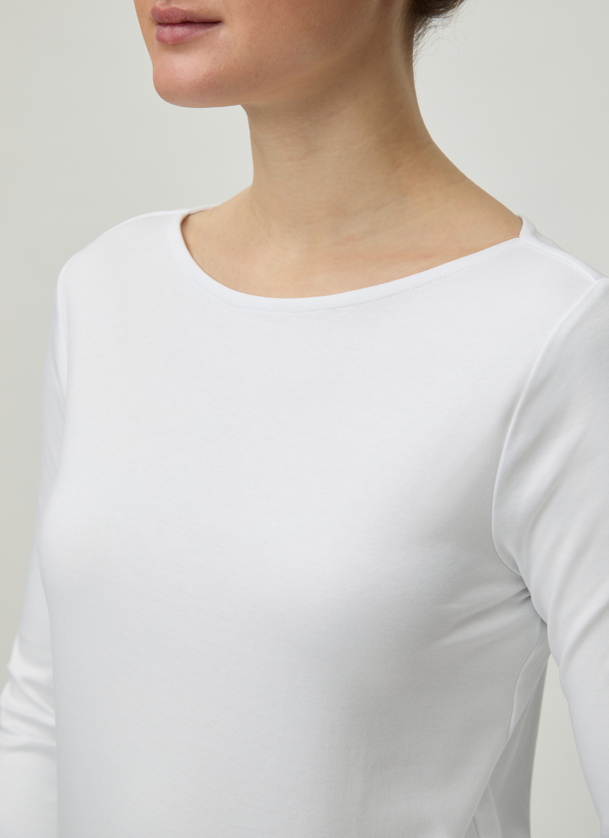 T-Shirt Rundhals 1/2 Arm, Pure White Detailansicht 2