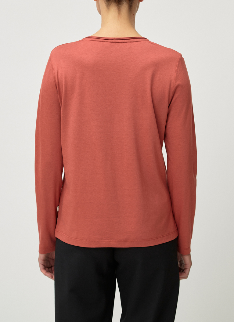 Longsleeve V-Neck 1/1 Arm, Carmine Red Rückansicht
