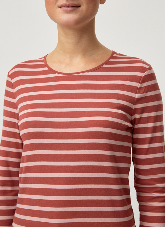 Shirt Rundhals 3/4 Arm Carmine Red/Rosé Frontansicht