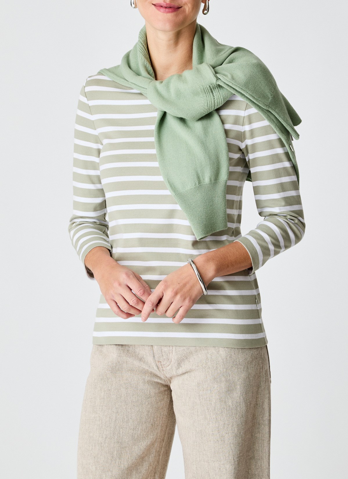 Shirt Rundhals 3/4 Arm, Matcha Tea Detailansicht 1